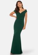 Goddiva Bardot Pleat Maxi Dress Green XXS (UK6)