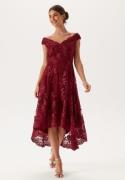 Goddiva Embroidered Lace Dress Wine-red S (UK8)