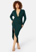 John Zack Curve Long Sleeve Rouch Curve Dress Forest Green 54 (UK26)