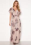 Goddiva Flutter Floral Maxi Dress Latte XXS (UK6)