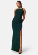 Bubbleroom Occasion Square neck slit maxi dress Dark green L