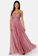 Christian Koehlert Maxi Glitter Plisse Dress Geranium Pink 40