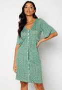 Happy Holly Malini button frill dress Green / Floral 36/38