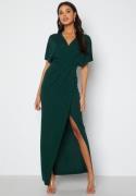 Bubbleroom Occasion Wrap Slit Maxi Dress Dark green 40