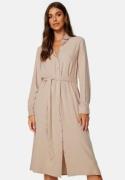 BUBBLEROOM Belted L/S Viscose Shirt Dress Light beige 48