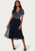 AngelEye Short Sleeve Sequin Embellished Midi Dress Navy L (UK14)