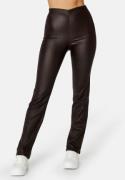 BUBBLEROOM Alicia coated straight leg trousers Dark brown 36