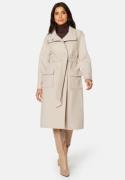 FOREVER NEW Perry Funnel Neck Wrap Coat Cream 34