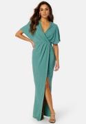 Bubbleroom Occasion Wrap Slit Maxi Dress Dark dusty green 38