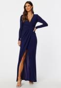 Goddiva Long Sleeve Glitter Maxi Dress Navy XS (UK8)