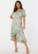 BUBBLEROOM Pauletta Wrap Dress Dusty green / Patterned 42