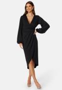 Bubbleroom Occasion Wrap Stretchy Midi Dress Black S