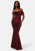 Goddiva Glitter Off Shoulder Maxi Dress Red XL (UK16)