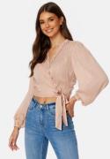 BUBBLEROOM Taylin Frill Wrap Blouse Pink L