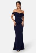 Goddiva Off Shoulder Maxi Dress Dark blue XS (UK8)