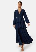 John Zack Long Sleeve Tiered Maxi Dress Navy XXL (UK18)