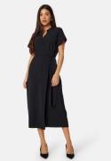 BUBBLEROOM V-neck Short Sleeve Wrap Dress Black M