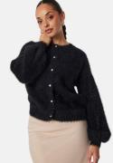 BUBBLEROOM Fluffy Knitted Pearl Cardigan Black XS