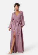 Goddiva Long Sleeve Chiffon Dress Dusty Lavendel S (UK10)