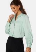 BUBBLEROOM Satin Puff Sleeve Shirt Dusty green 36