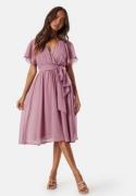 Goddiva Flutter Chiffon Midi Dress Lavender S (UK10)