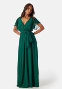 Goddiva Flutter Chiffon Maxi Dress Dark Green L (UK14)