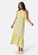 John Zack One Shoulder Ruffle Maxi Dress Light Yellow XS (UK8)