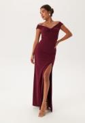 Bubbleroom Occasion Twist Off Shoulder Gown Wine-red 4XL