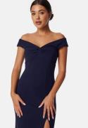 Bubbleroom Occasion Twist Off Shoulder Gown Dark blue 2XL