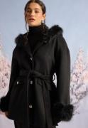 Chiara Forthi Hooded Wool Blend Coat Black S