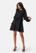 BUBBLEROOM Round Neck Short Frill Dress Black 36