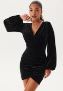 Bubbleroom Occasion Velvet Wrap Dress Black 2XL