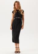 BUBBLEROOM Pleated Cap Sleeve Dress Black XS