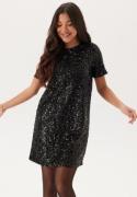 Pieces Pcserena Sequin Ss O-neck Dres Black Detail:black Detail XS