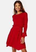 BUBBLEROOM Rib Knitted Skater Dress Red S