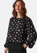 VILA Vilana L/S O-NECK DETAIL TOP  Black Beauty Aop:katy 36