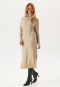 VILA Rill Roll Neck L/S Midi Dress Natural Melange M