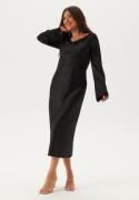 BUBBLEROOM Waterfall Midi Satin Dress Black 42