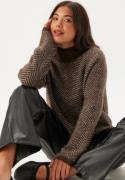 VILA Vilory High Neck L/S KNIT TOP  Coffee Bean Pattern:eggnog Mel M