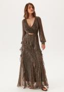 FOREVER NEW Spencer Plisse Ruffle Midi Bronze 38