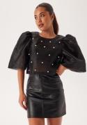 Bubbleroom Occasion Pearl Organza Blouse Black L