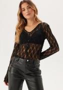 BUBBLEROOM Button Lace Cardigan Black L