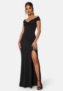 Bubbleroom Occasion Twist Off Shoulder Gown Black L