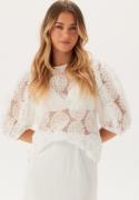 BUBBLEROOM 3D Flower Puff Sleeve Blouse Offwhite M