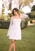 Bubbleroom Occasion Lace Sleeve Bustier Dress White 40