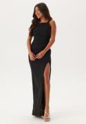 Bubbleroom Occasion Square Neck Slit Maxi Dress Black XL