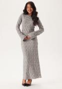 BUBBLEROOM Structure Long Sleeve Midi Dress Light grey XL