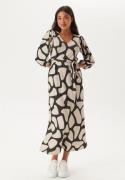 Happy Holly Structured Puff Sleeve Midi Dress Black/Cream 32/34