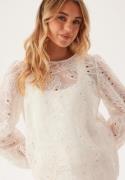 BUBBLEROOM Puff Sleeve Embroidered Blouse White L