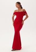 Goddiva Off Shoulder Maxi Dress Red M (UK12)